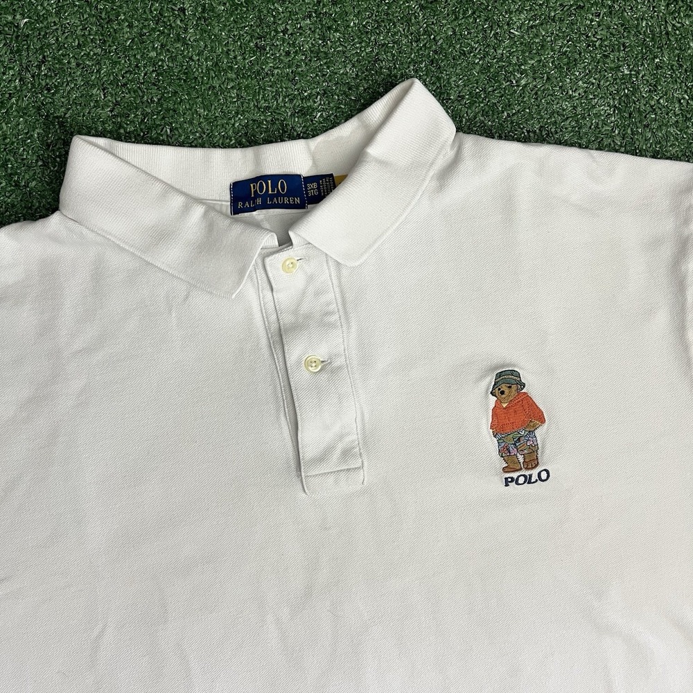Polo Ralph Lauren Polo Shirt Big & Tall 3XB White Polo Laguna Beach Bear RARE